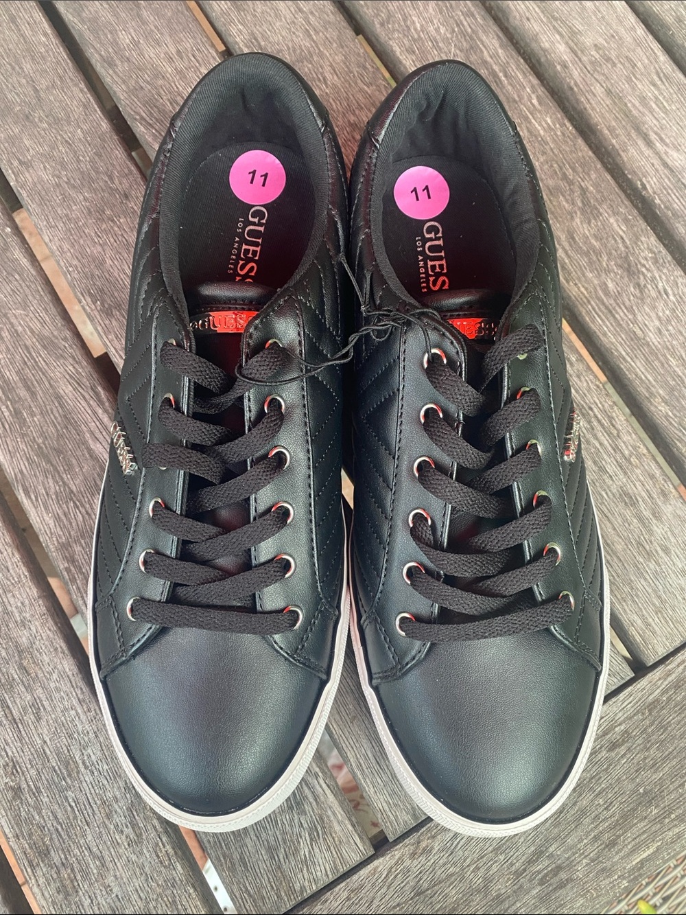 GUESS Men’s Black Quilted Lace-Up Sneakers